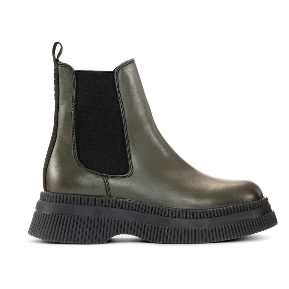 NWOB GANNI - Creepers Leather Chelsea Boots - Kalamata Olive Green - EU 40/US 10 - Picture 2 of 16